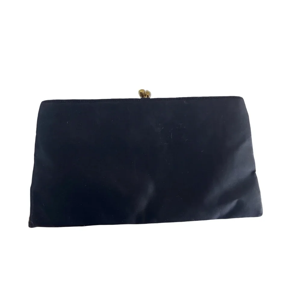 Classic Black Satin Wristlet Clutch